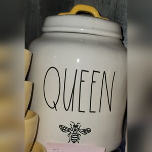 Rae Dunn Queen Bee White Ceramic Jar